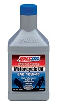 AMSOIL 10W-40 Advanced Synthetic Motorcycle Oil API SG, SL/CF, CG-4; JASO MA/MA2; ISO-L-EMA2; API GL-1